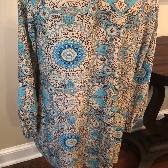 Beautiful Leather Trimmed Silk Tunic - Picture 4 of 6